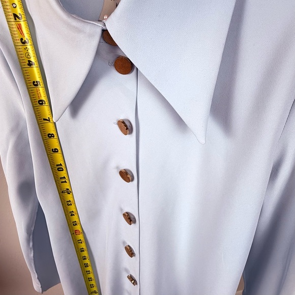 NWT A.W.A.K.E. MODE Pre-Spring 2020 Light Blue Raw Edge Fitted Blouse 42 - Picture 10 of 13